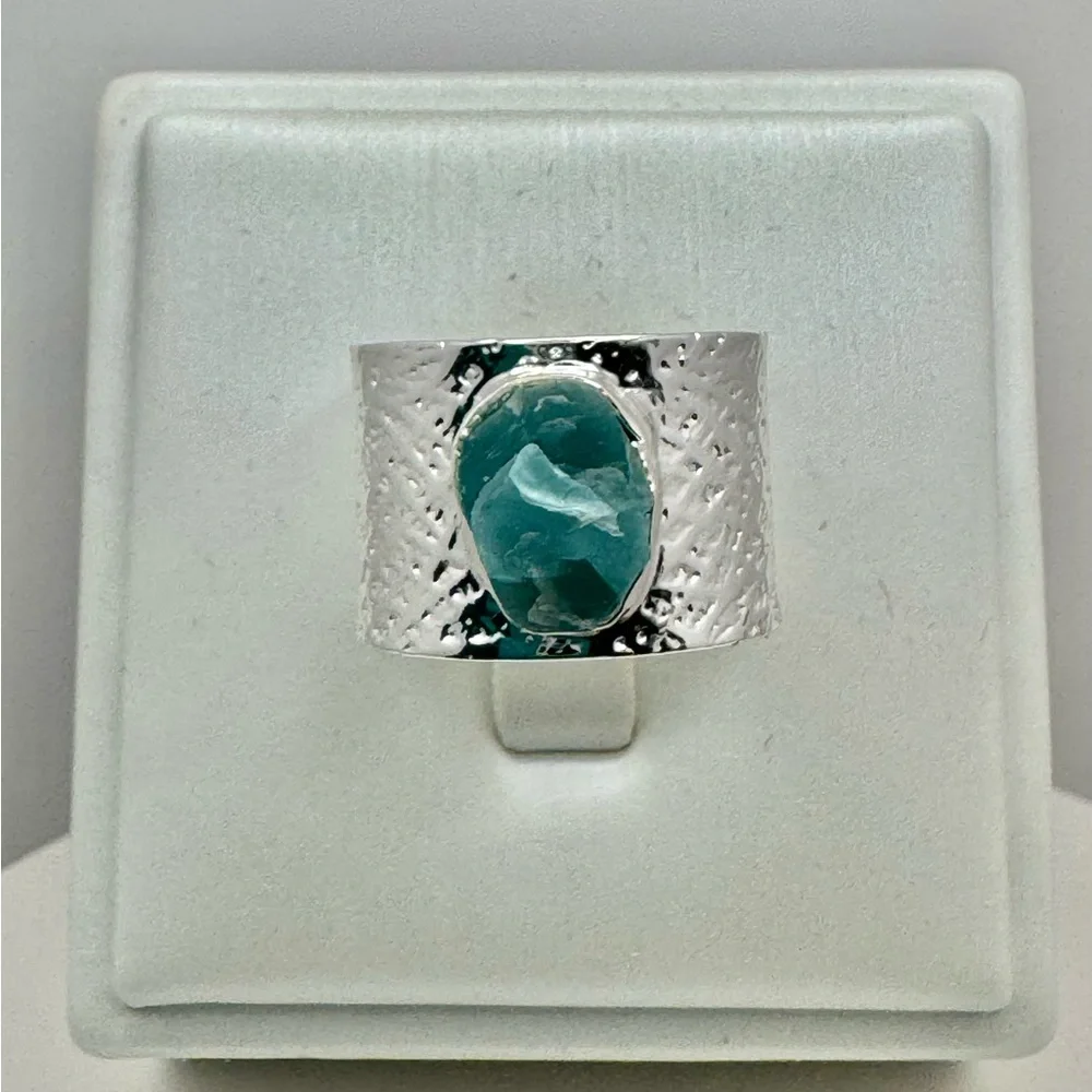925 Stamped Textured Wide Band Ring NWOT Size 7